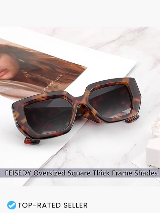 Oversized Square Sunglasses Thick Frame Retro Chic Unisex UV 400 Protection main image 6